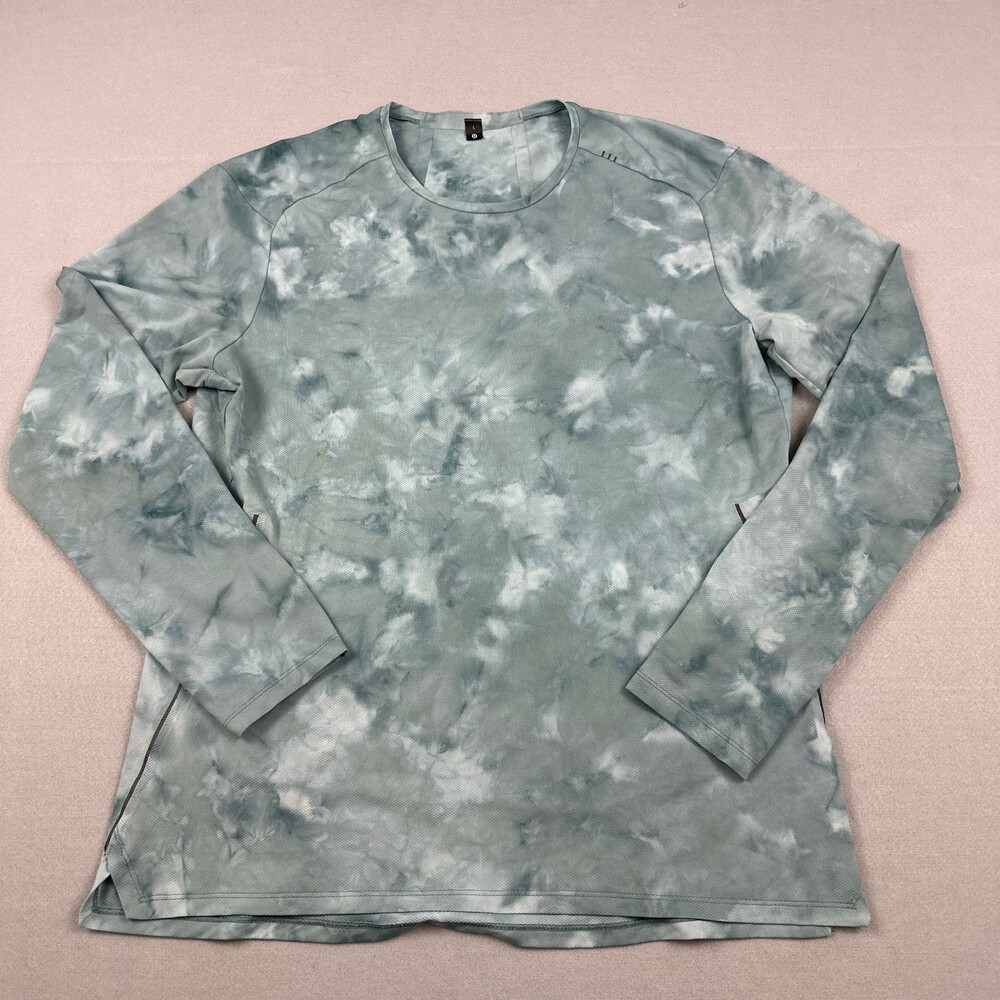 Lululemon Shirt Men Large Sage Gray Tie Dye Seamless Fast & Free Running L